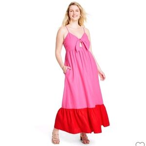 Target X Tabitha Brown pink linen maxi dress